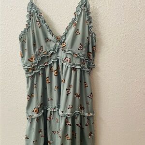 Butterfly Print Ruffle mini Dress